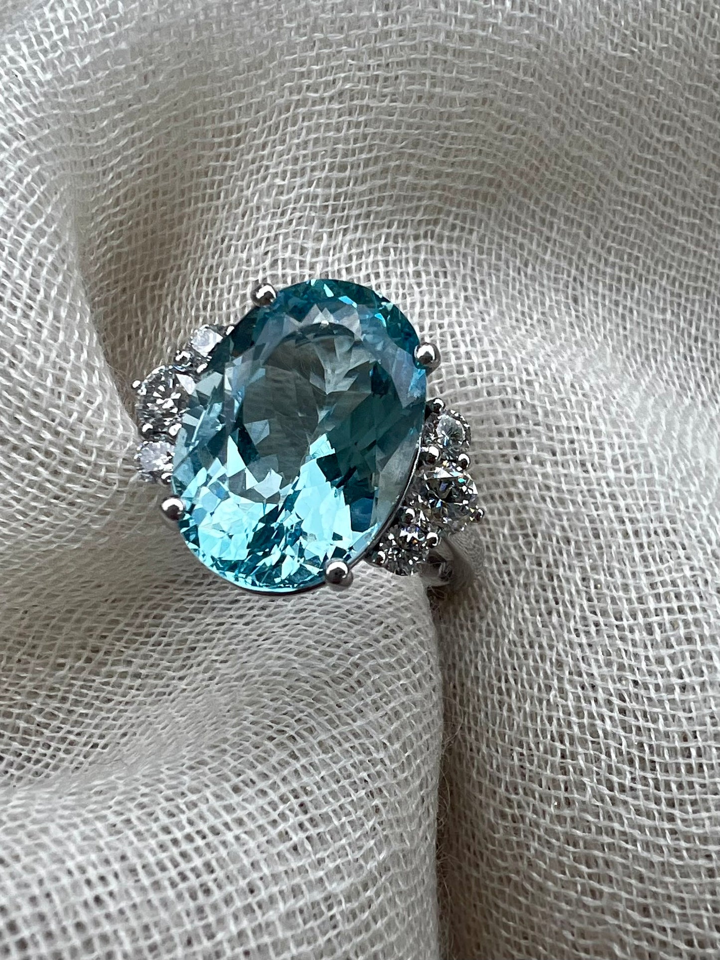 Aquamarine and diamond ring.