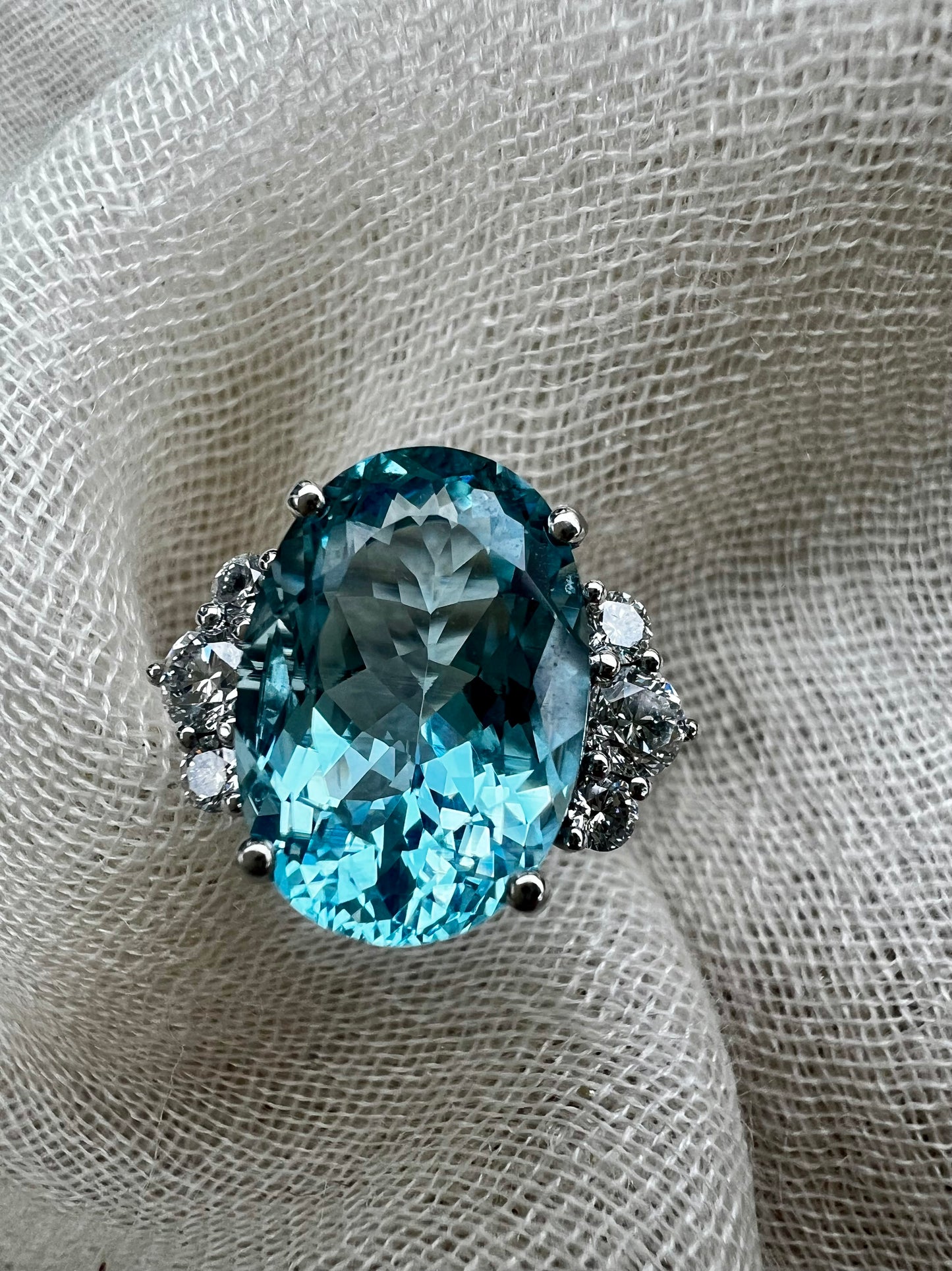 Aquamarine and diamond ring.