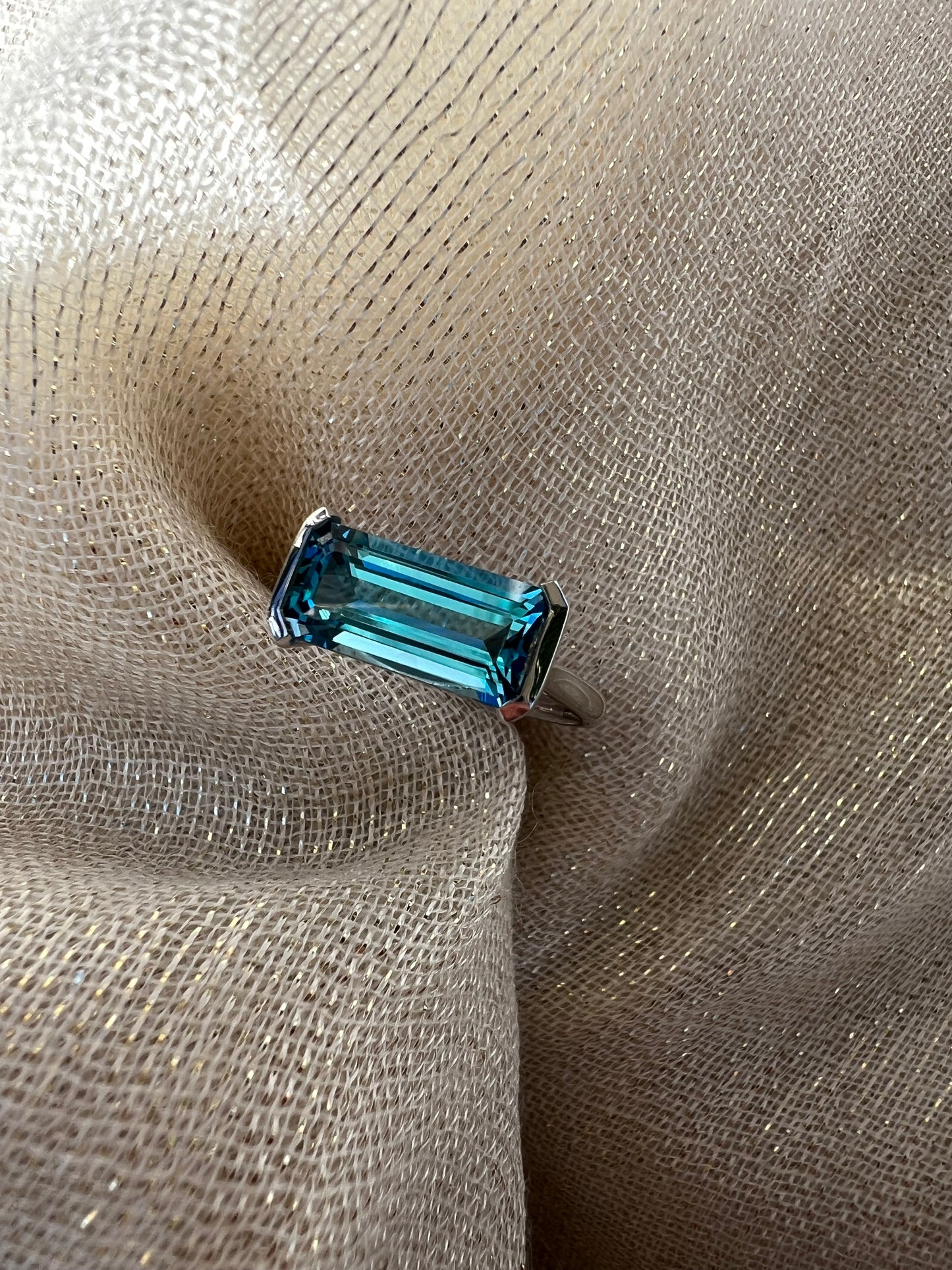 Blue Topaz East West Ring