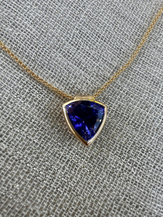 Tanzanite Trillion Bezel set Pendant