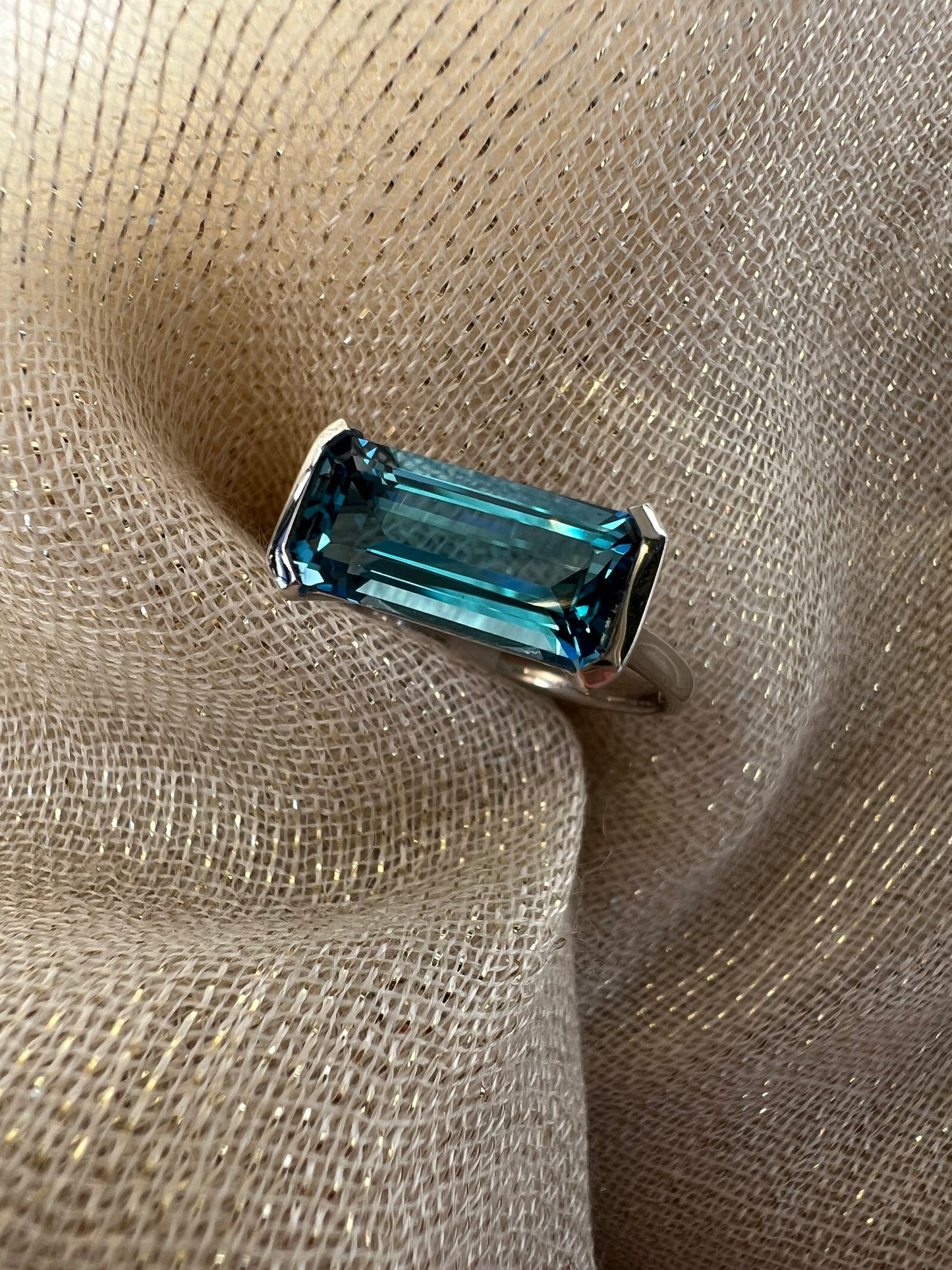 Blue Topaz East West Ring