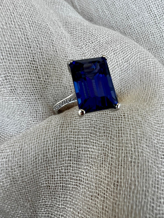 Tanzanite Emerald cut ring.