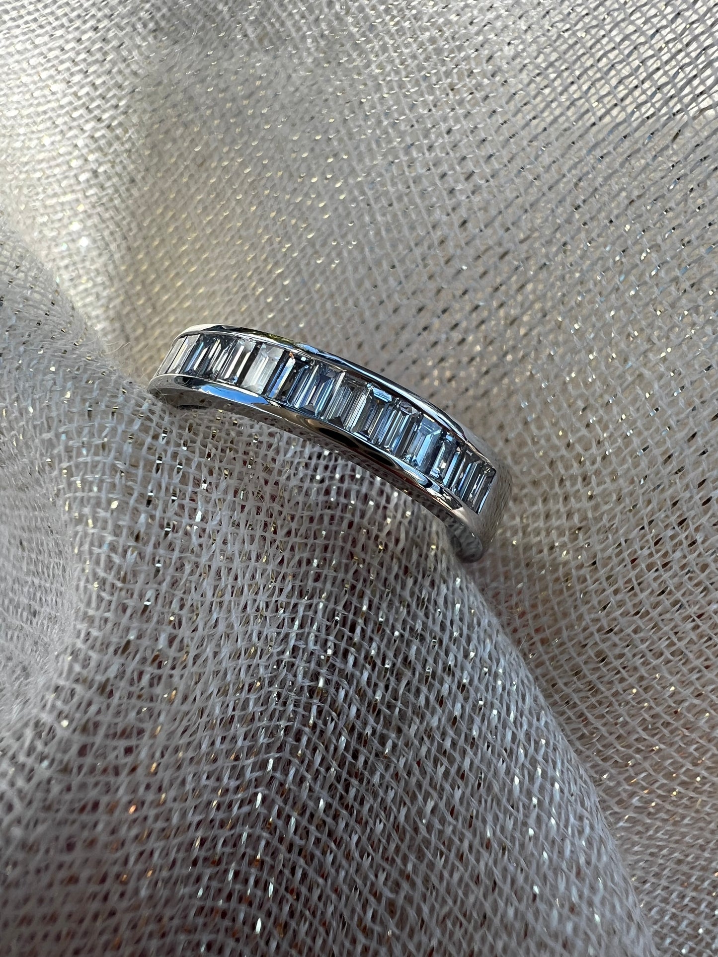 Baguette diamond channel set Eternity band