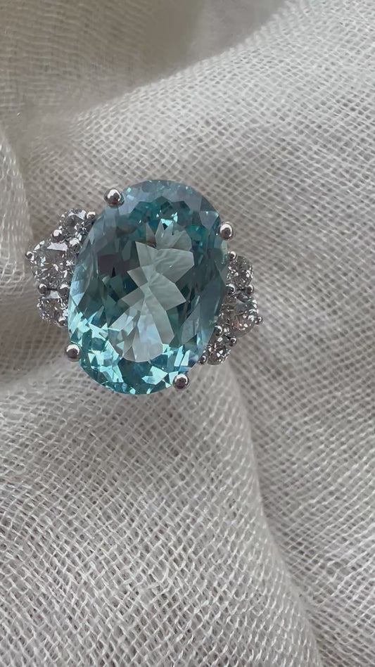 Aquamarine and diamond ring.